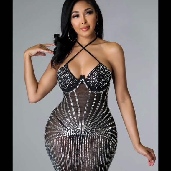 Black Sexy Birthday Prom Dress Event. Sequin. Mesh. - Picture 5 of 5